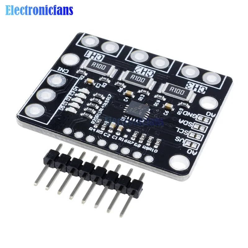 

1Set I2C SMBUS INA3221 Triple-Channel Shunt Current Power Supply Voltage Monitor Sensor Board Module Replace INA219 With Pins