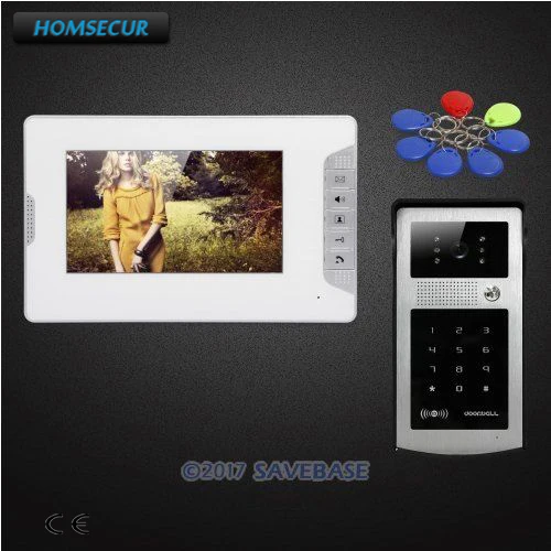 HOMSECUR 7inch Hands-free Video Door Entry Phone Call System with Keyfobs Password Keypad