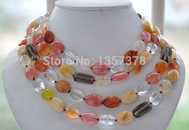 

FREE SHIPPING>>>@ new382 carve ellipse faceted red agate crystal opal jade necklace