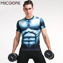 Summer Men T-shirt Muscle Printed Cotton T Shirt High Elasticity Men’s Short Sleeve Tshirt Undershirt Men Fitness Clothes 2017