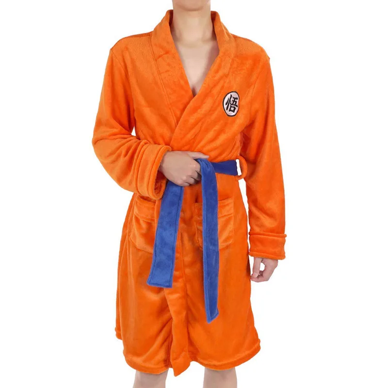 Adult Bathrobe Dragon Ball Cosplay Son Goku Costume Bath Robe Sleepwear Pattern Plush Robe Women Men Pajamas Cartoon