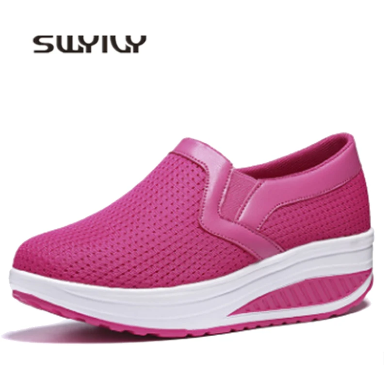 SWYIVY Woman Slimming Shoes Mesh Breathable Body Shaping 2019 Summer New  Platform Comfortable Fitness Thin Slimming Shoes 43
