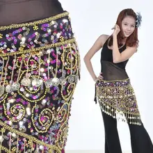 2 Цвет живота Танцы пояса живота Танцы хип шарф Для женщин полиэстер Племенной Hip шарф