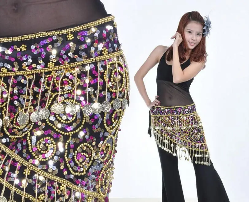 

2 Color Bellydance Belt Belly Dance Hip Scarf Women Polyester Sale Tribal Hip Scarf