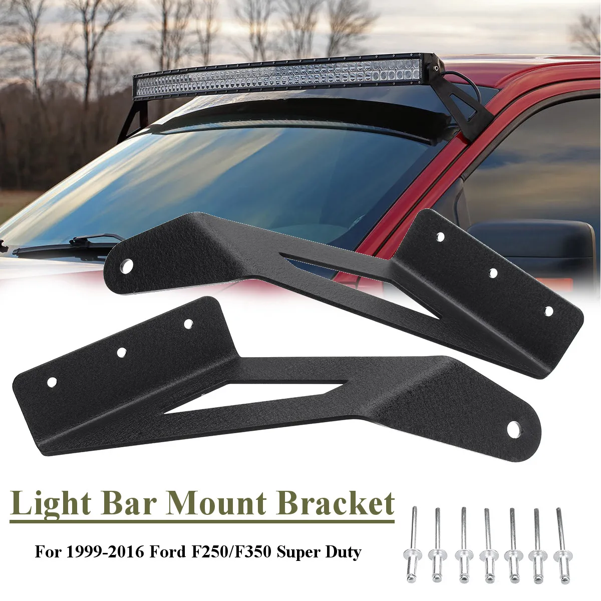 

2Pcs Black LED Straight Light Bar Installation Mount Brackets Holder for Ford F250 F350 1999-2016