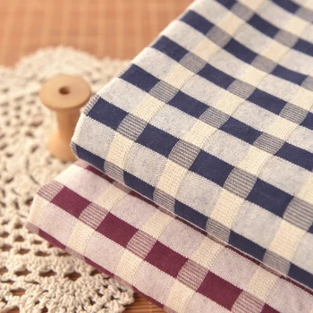 

Burgundy Blue Glove Washing Lattice Cotton and Hemp Cloth Dresses Shirts Skirts Tablecloths Pillow Cushions Fabrics