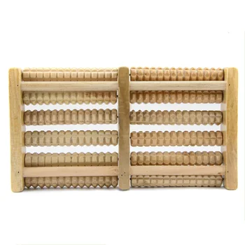 

Wooden Dual Foot Acupuncture Massager Roller Ball Relieve Plantar Fasciitis Stress Heel Arch Pain Shiatsu Acupressure Relaxation