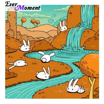 

Ever Moment Diamond Painting Rabbit Waterfall Cartoon Full Square Drill 5D DIY Diamond Embroidery Rhinestone Decor Home S2F923