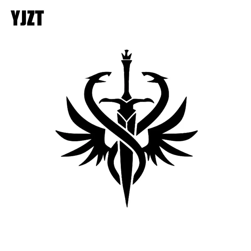 YJZT 11 5*12 8 см тайна классный дизайн Ангел меч наклейка черный/серебряное покрытие