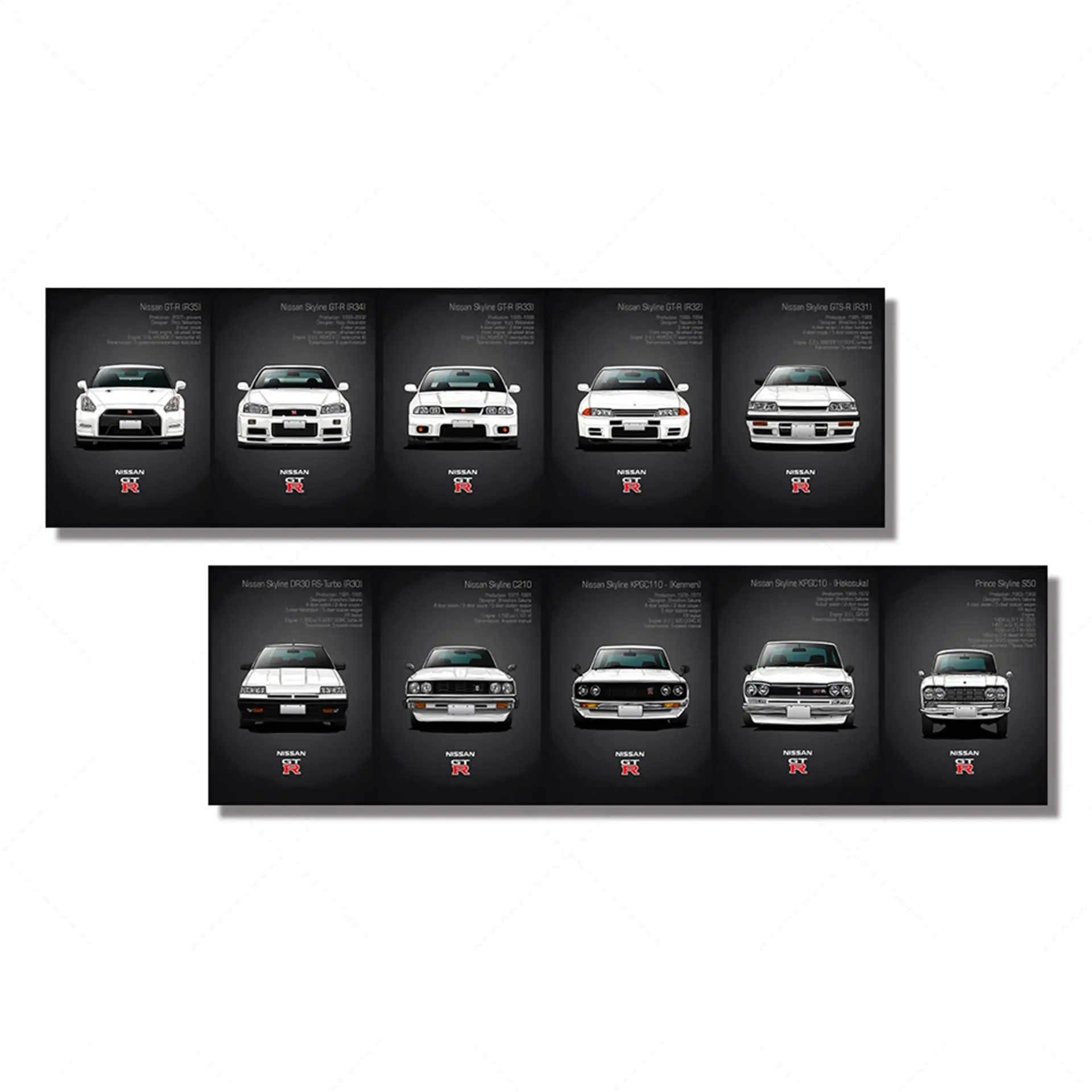 No Frame 2 PCS Настенные художественные полотна картины классические ретро Nissan Skyline GTR автомобильные картины прикроватные домашние декоративные Плакаты HD печать художественная роспись - Цвет: No Frame 2 PCS