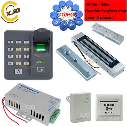 XJQ биометрическая система контроля допуска к двери с электронным магнитным болтом замок RFID Пароль безопасности дверной замок комплект - Цвет: Kit5