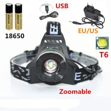 T6 светодиодный налобный фонарь Перезаряжаемые 18650 XML фара 2000 люмен светодиодный налобный фонарь кемпинг аварийное освещение для рыбалки на открытом воздухе оборудование