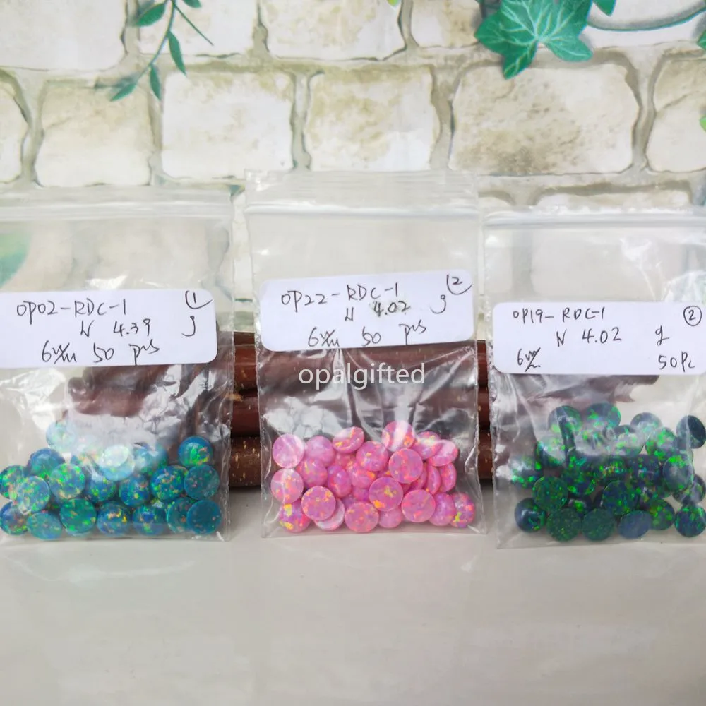 

(20pcs/lot)2019 Hot Sale Free Shipping Synthetic Flat Bottom Cut Round Cabochon Opal Stone 6mm Price For Opal Jewelry Making