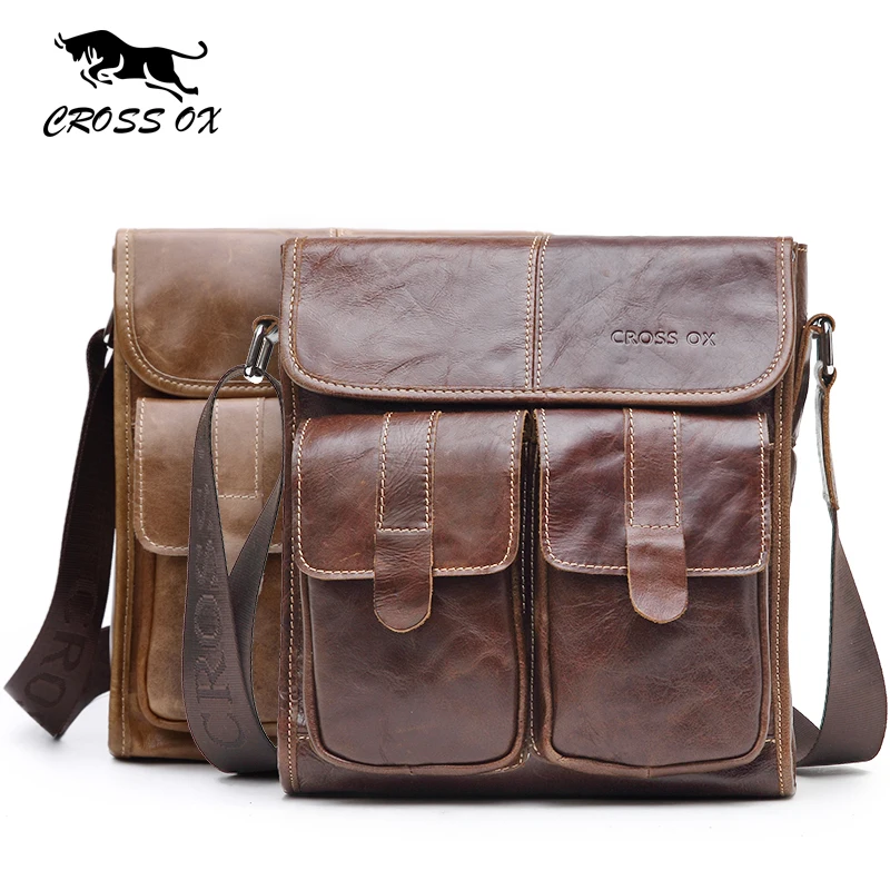 CROSS OX Men's Crossbody Bag Genuine Cowhide Leather Shoulder Messenger Bags For Men handbag Rugged Portfolio 2018 SL387M