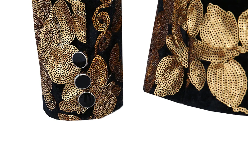 SHENRUN мужской пиджак с отложным воротником, дизайнерский пиджак размера плюс 5XL, черный бархат, золотые цветы, блестки, костюм, куртка, DJ Club, сценическая одежда певицы