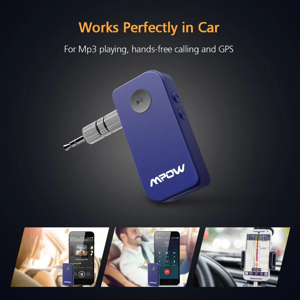 VicTsing Bluetooth Receiver Portable Bluetooth 4.1 Car Aux Adapter Hands-free Audio Adapter Wireless Car Audio Stereo System     (13)