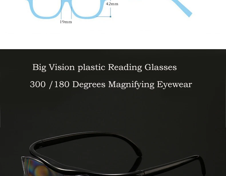 Новинка, очки для дальнозоркости с большим видением, унисекс, 180% увеличение+ 300 зум, очки для чтения, женские очки, черные увеличительные очки