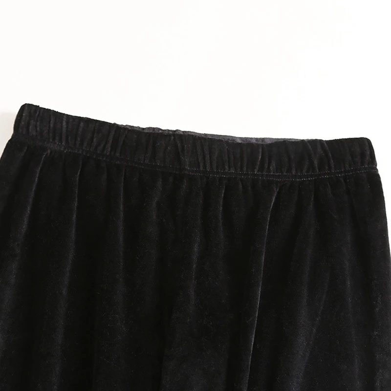 Зимние Бархатные пижамы женские черные топы, декорированные стразами+ длинные штаны домашний костюм удобная женская пижама