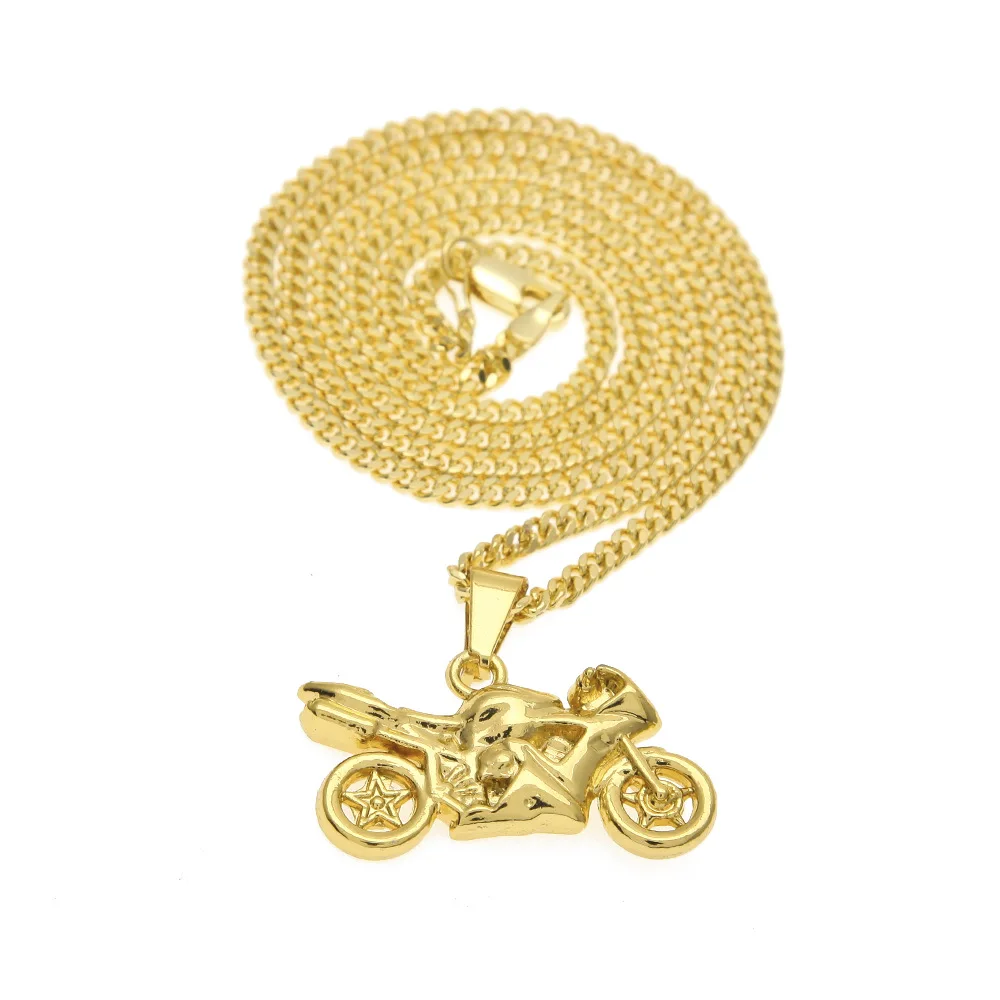 Хип-хоп золотые мотоциклетные цепочки с подвесками для мужчин и женщин Iced Out bling ремесла Ювелирные изделия Подарки гоночная команда ожерелья чокеры