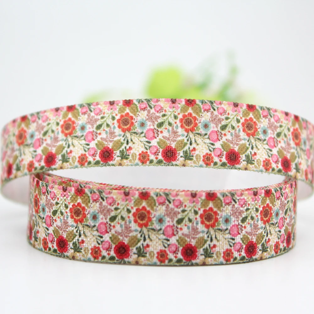 16mm Floral print elastic ribbon 20 yards 5/8" flowers printed stretch DIY hair band sewing