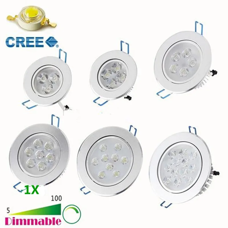 

Bombillas Dimmable CREE LED Down light 9W 12W 15W 21W 27W 36W spotlight LED Ceiling Downlight LED Spot Lights AC 85-265V Luz