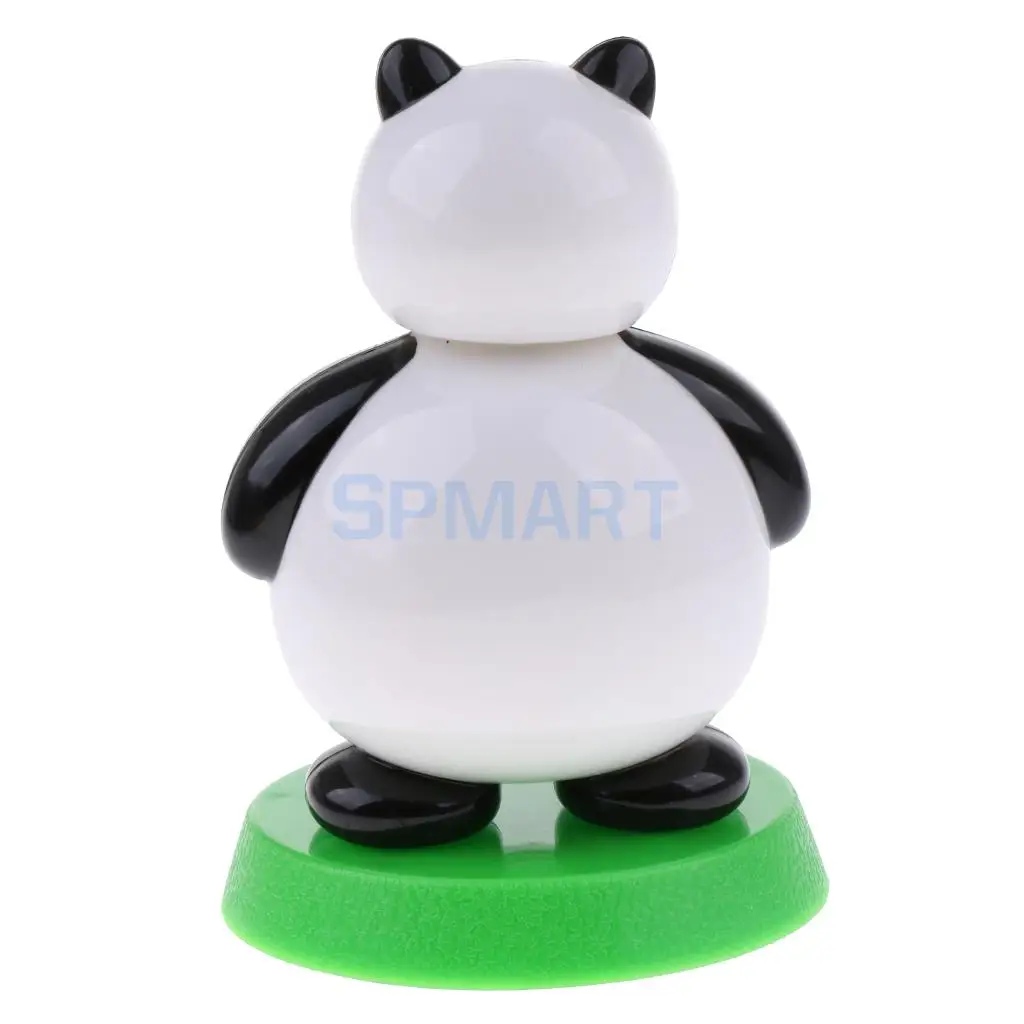 Fun Solar Powered Noding Panda Animal Doll Model Shaking Head Toy Car Home Ornament Decor Kids Gifts Gag Prank Toys