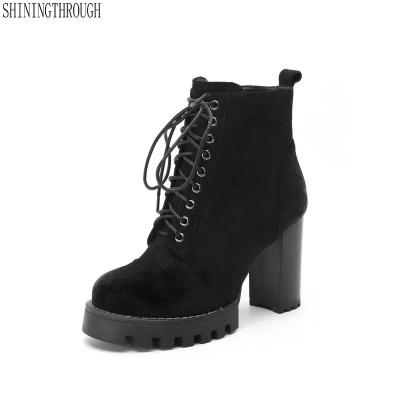 

Suede Leather Women Ankle Boots Women Autumn Winter Genuine Leather Shoes Woman Platforms Ladies Boots large size 34-42
