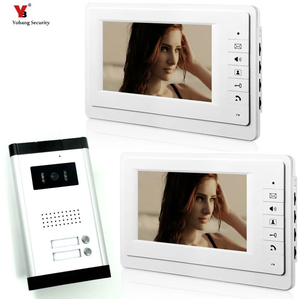

YobangSecurity 7" Apartment Video Intercom Doorbell System IR Camera Touch Key For 2 Families