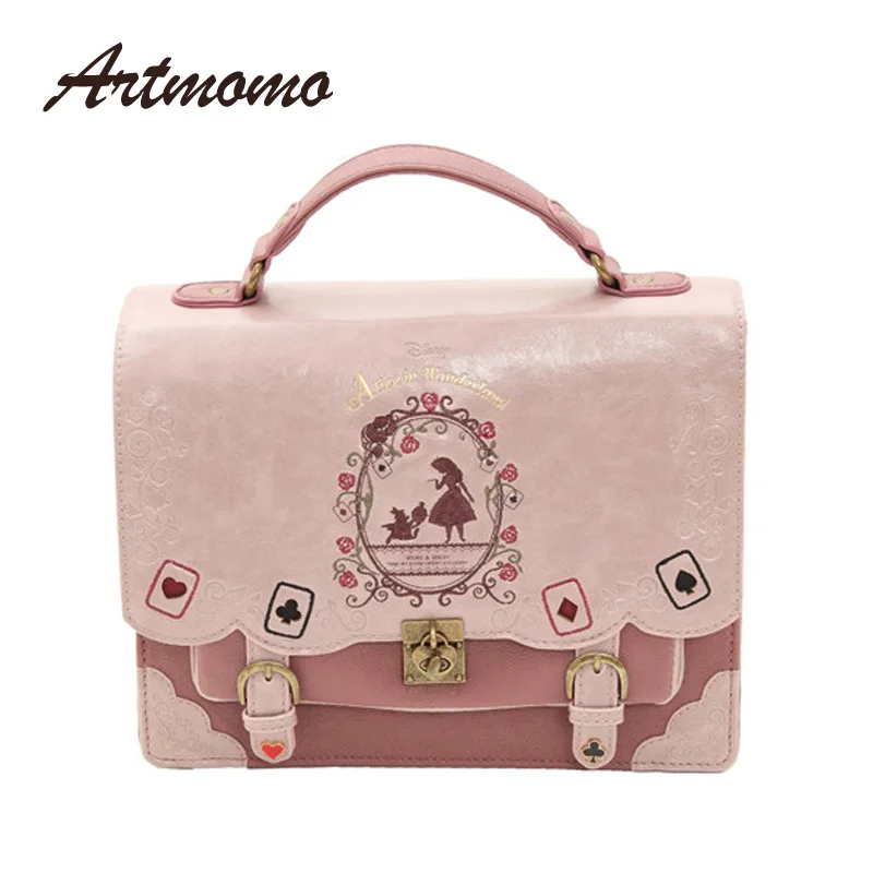 Alice In Wonderland Shoulder Bags axes femme vintage student schoolbag playing cards Silhouette ...