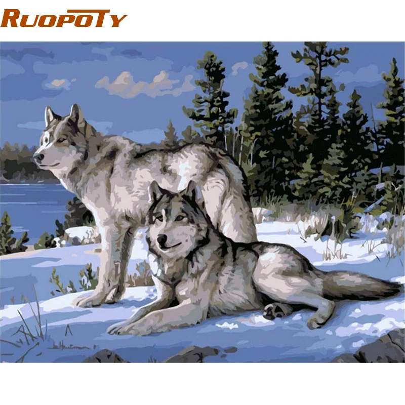 Набор для рисования по номерам на холсте волка с рамкой|paintings on canvas|diy paintingpainting diy |