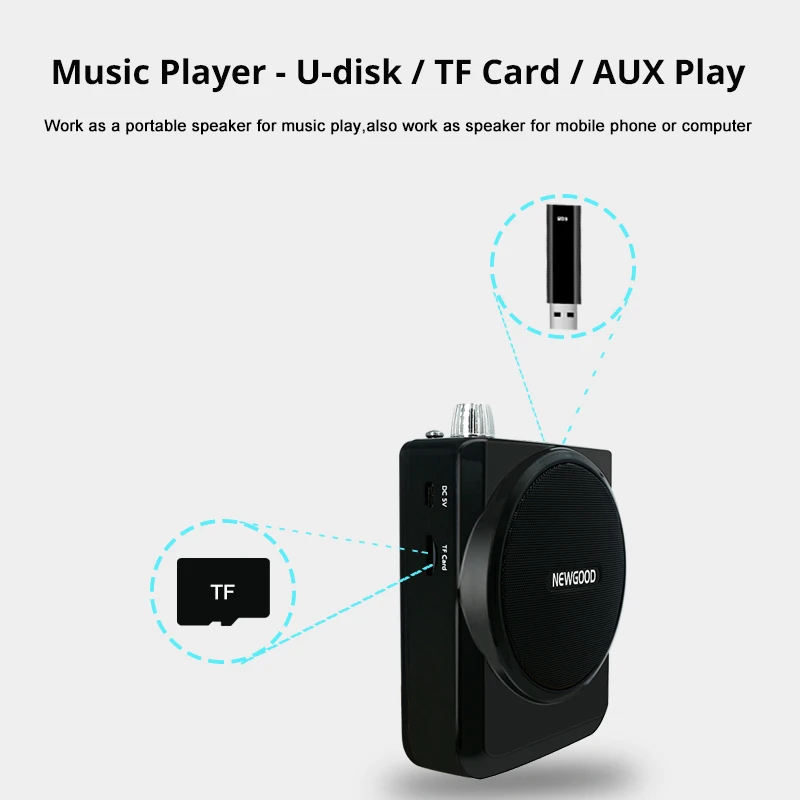 Najtaniej Profesjonalny przenośny wzmacniacz głosu megafon Booster z przewodowy mikrofon głośnik Mini głośnik radio fm dla nauczycieli