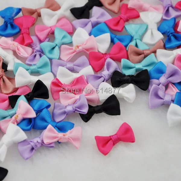

30 pcs Small Satin Ribbon Bows Flower Appliques sew Craft Kid's cloth Lots Upick B128