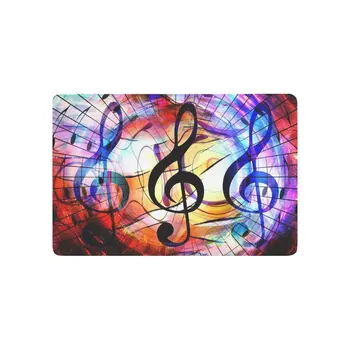 

Trippy Psychedelic Anti-slip Door Mat Home Decor, Music Notes Notations Abstract Colorful Indoor Outdoor Entrance Doormat Rubber