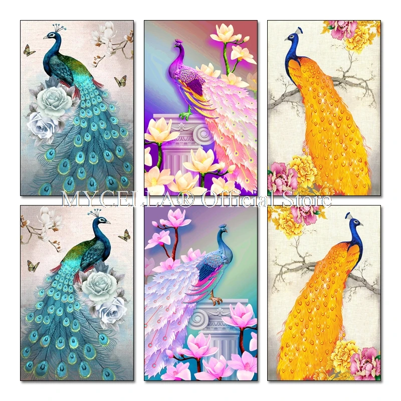 Flower,Diamond Embroidery,China,Animals,Peacock,5D,Diamond Painting