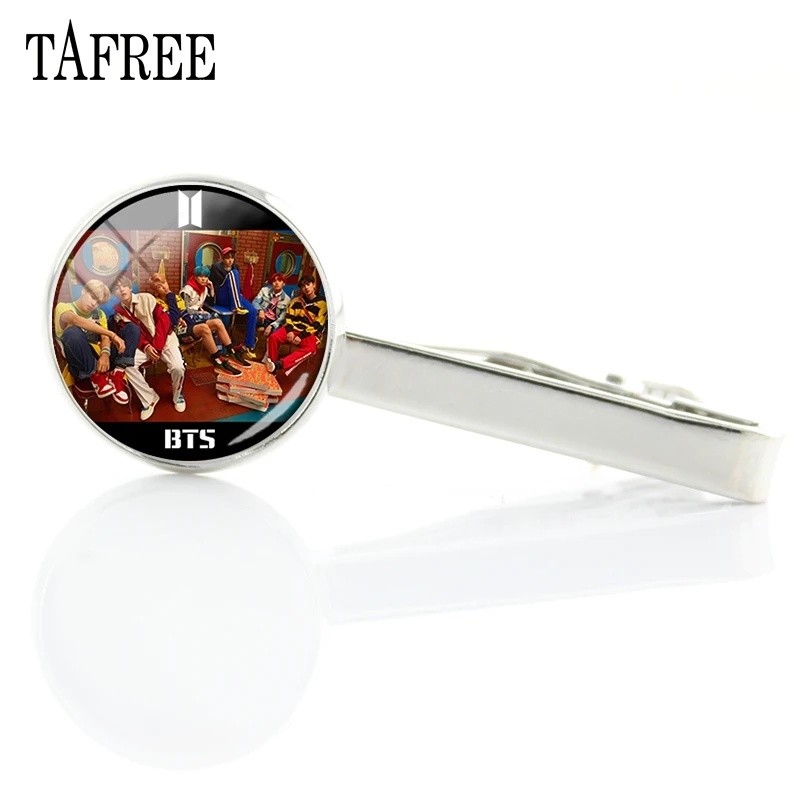 

TAFREE Hot Sale Tie Clip KPOP BTS Bangtan Boys Charming Picture Classic Style Scarfpin Elegant Ornaments For Birthday Gift BTS20