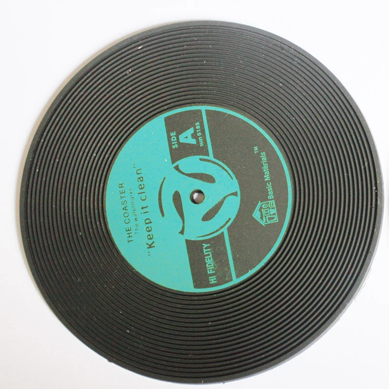 New 4pcs Vintage Vinyl Record Coasters Cup Pad Table Bar Drinks Mat Silicone