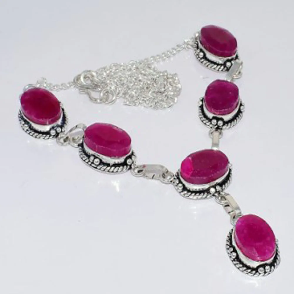 

Rubys Necklace Silver Overlay over Copper, 45cm , N3229