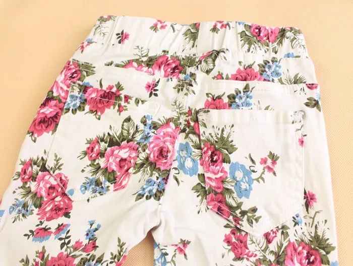 Модные длинные штаны для маленьких девочек; Новое поступление; штаны с цветочным принтом для девочек; Детские обтягивающие брюки на весну-осень
