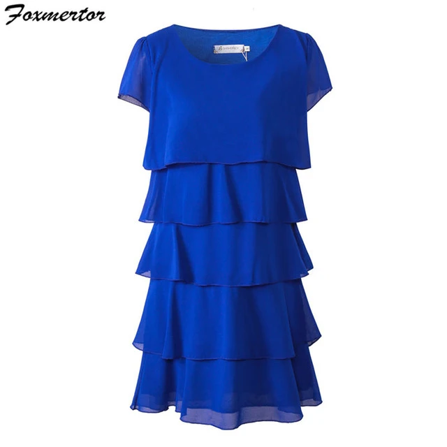 Vestidos de fiesta, женское платье, плюс размер, 5XL, высокое качество, элегантные женские вечерние платья, коктейльное платье с оборками, свободное летнее шифоновое платье - Цвет: Blue