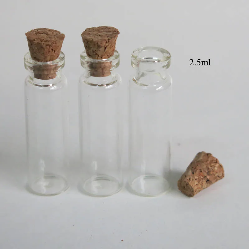 Free Shipping 50 lot 2 5ml Tiny Small Clear Cork Glass Bottles Vials 5 0ml For 1