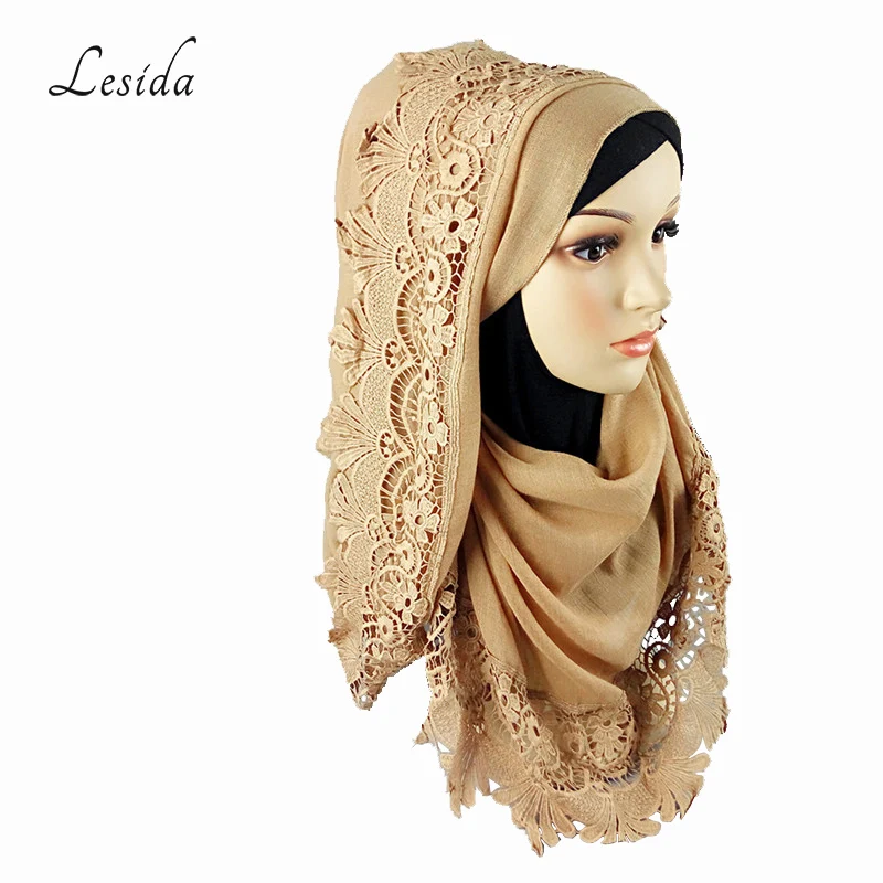 LESIDA Lace Cotton Muslim Hijab Pins Underscarf Caps Islam 