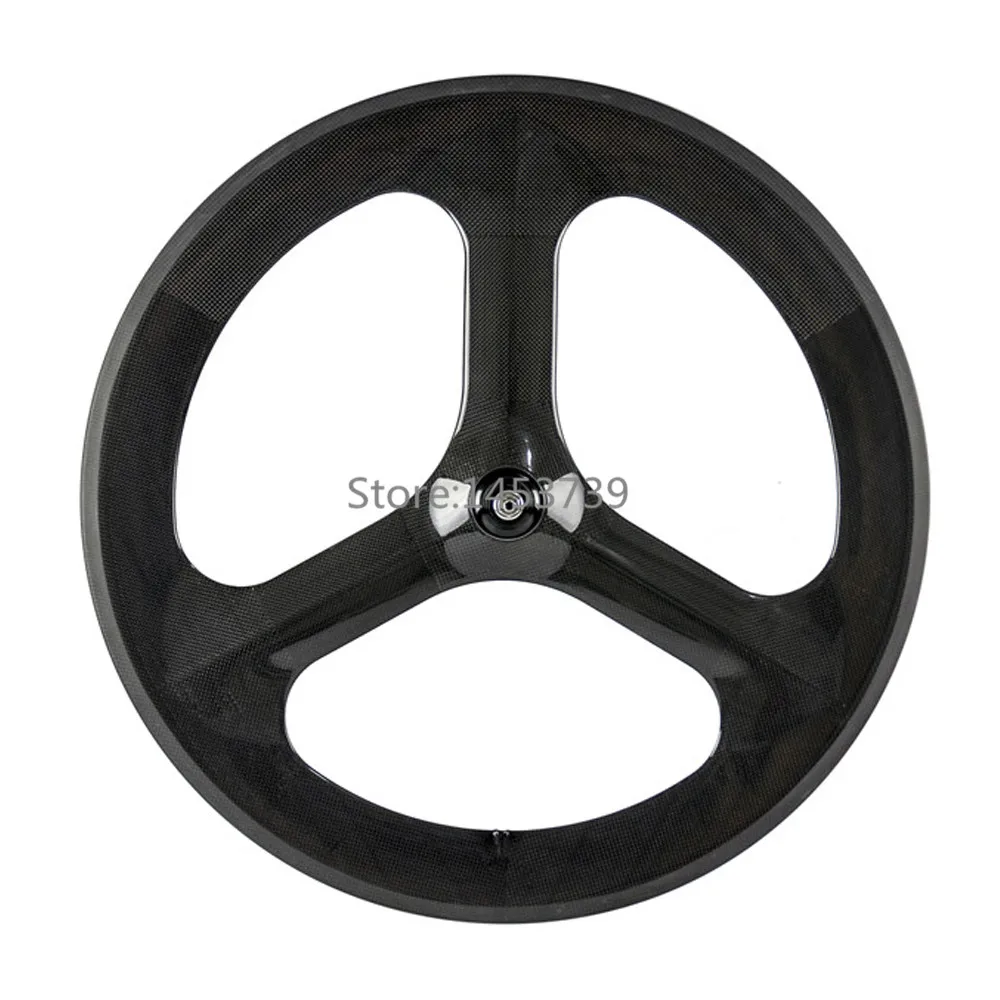 700C Full Carbon 70mm Tri Spoke bicycle Wheel Front Rear Wheel For Road / Track Bike Carbon