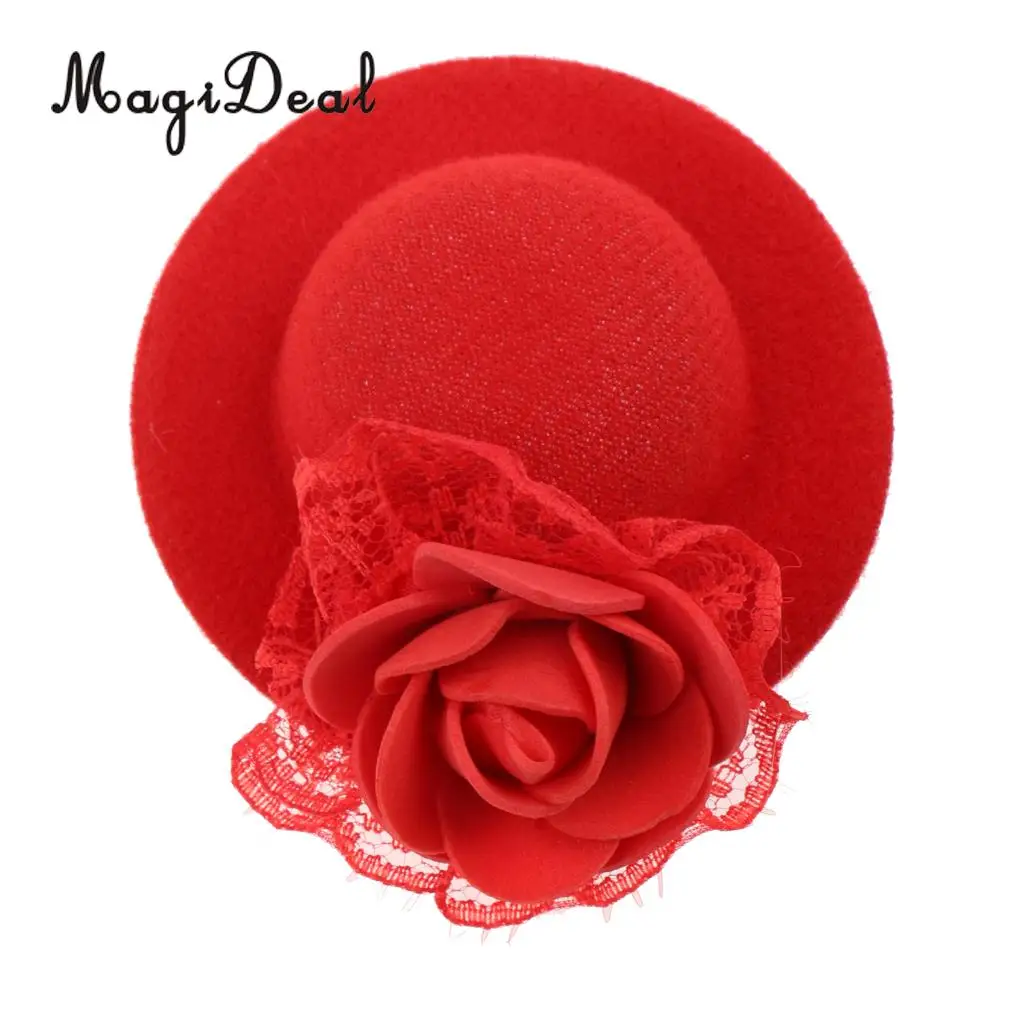 MagiDeal Fashion 1Pc Cloth Vintage Round Bowler Doll Hat Cap for 28-30cm Doll Clothes Accs Dollhouse Decor Children Toy 8Colors
