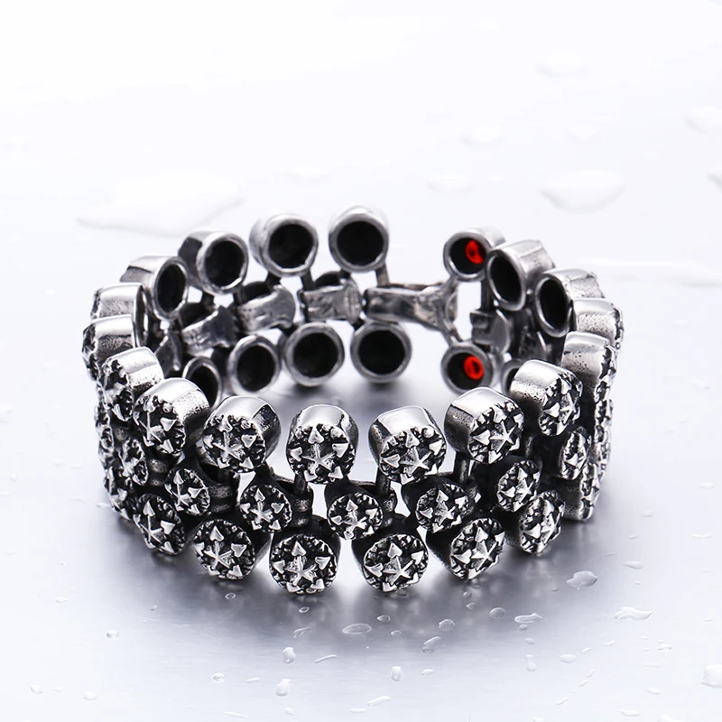 

SKA Pulsera Hombre Bracelet Men Bangles Punk Jewelry Stars Carve Titanium Steel Boy Gift Accessories Bracelets For Men BC8-010