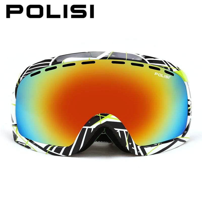 POLISI очки для лыж и сноуборда Анти-туман двойной слой большой Сферический Объектив снег поляризованные очки УФ Защита уличные очки для скейта - Цвет: Graffiti 11