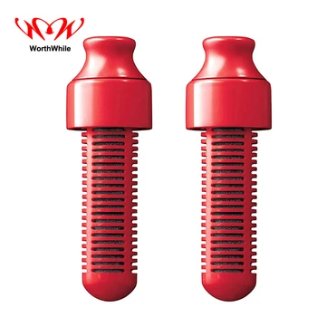 

WorthWhile 2 Pcs Water Filter Activated Carbon Portbale Safety Survival Kits Outdoor Camping Hiking Replace Head without Bottles