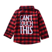 Классическая клетчатая рубашка, хлопковый Детский Повседневный Топ с длинными рукавами и надписью сзади для малышей