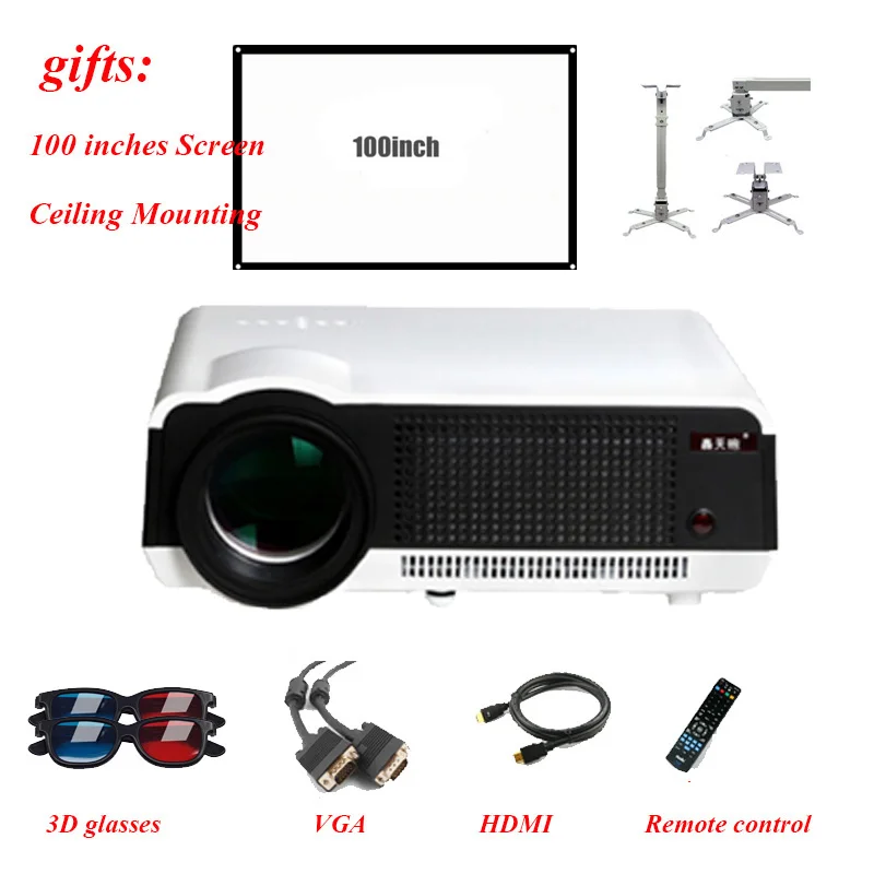 

2018 Newest Full HD Projector 5500 lumens LED Android4.4 Wifi Smart Multimedia video 3D Proyector Full hd for home theater