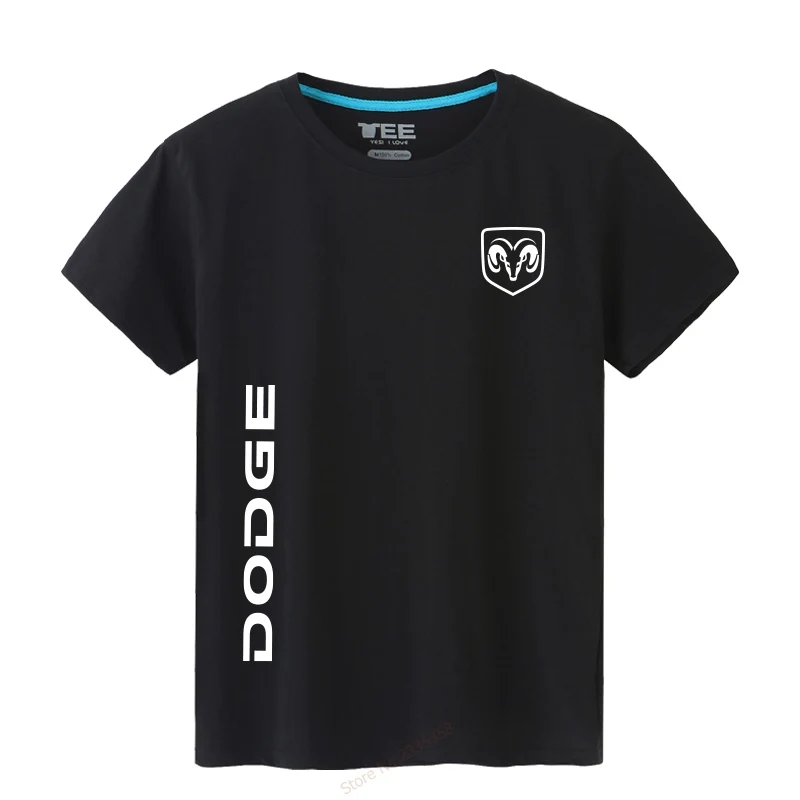 Летняя Хлопковая мужская одноцветная футболка Dodge, модная удобная мужская футболка, Повседневная футболка для мужчин