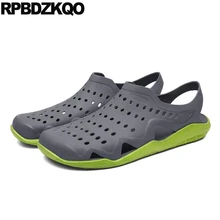 Водонепроницаемый обувь плоские надевать Мужские сандалии летние наружные садоводство сад сабо размер 45 большой люди ластик Runway закрытый носок